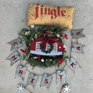 Christmas decor lot wreath pillow hanger garland